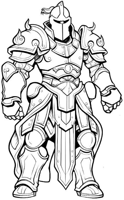 malvorlage-ritter-in-ruestung-fuer-kinder