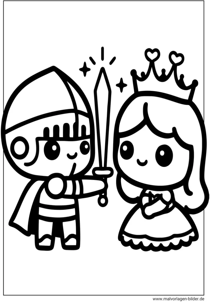 malvorlage-ritter-und-prinzessin-ausmalbild