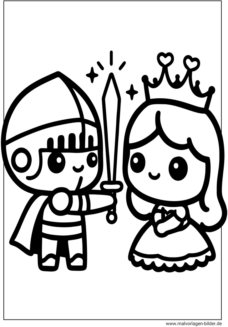 malvorlage-ritter-und-prinzessin-ausmalbild