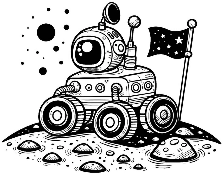 malvorlage-roboter-auf-dem-mond