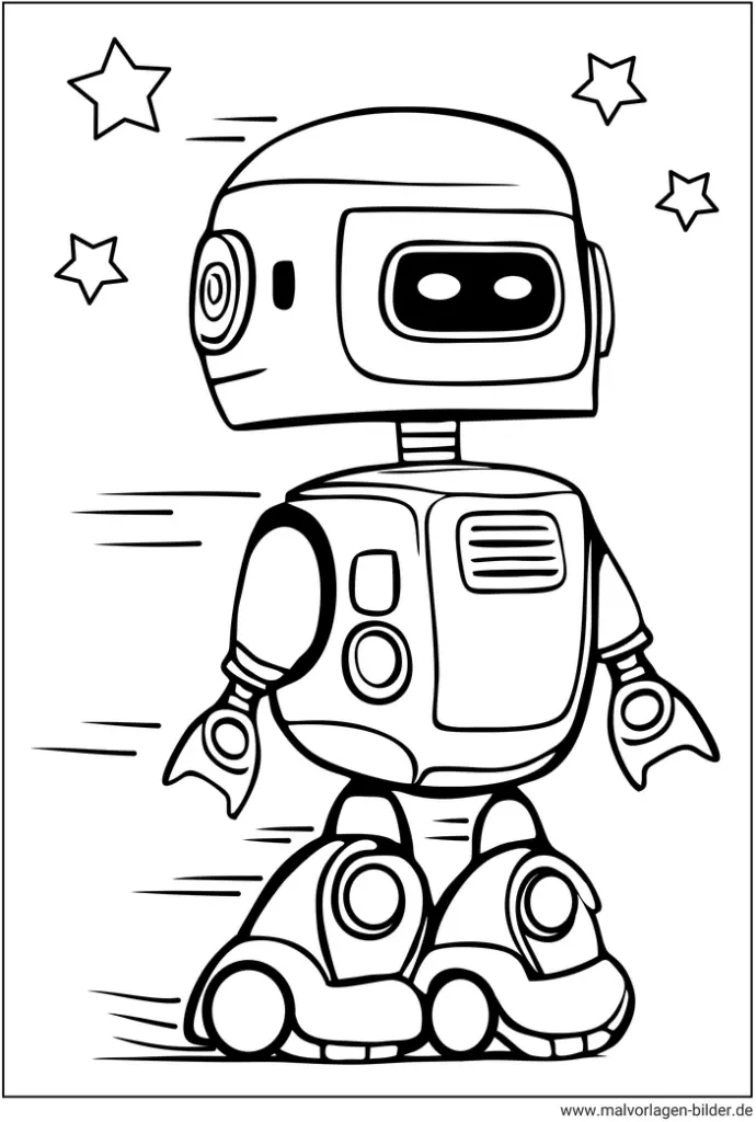 malvorlage-roboter-auf-rollen