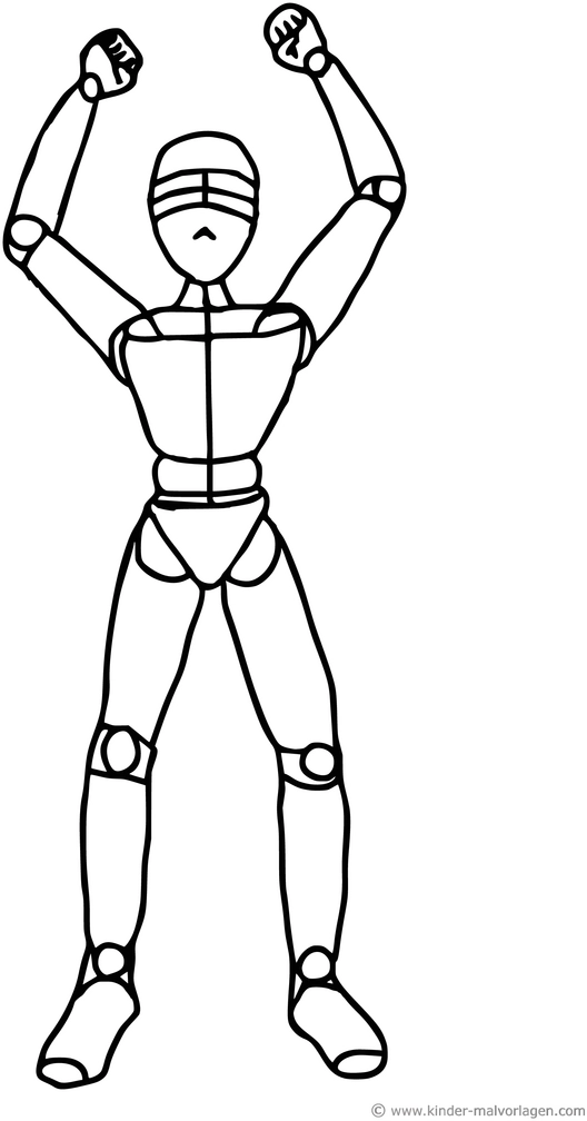 malvorlage-roboter-dynamische-pose-ausmalen