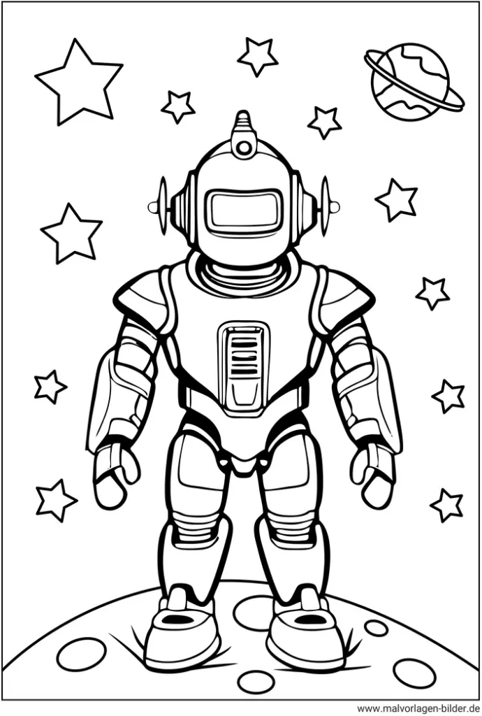 malvorlage-roboter-im-weltraum