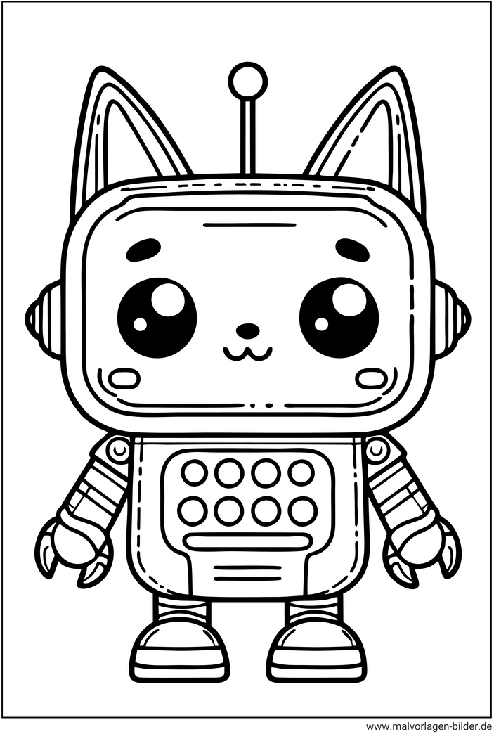 malvorlage-roboter-katze-ausmalbild