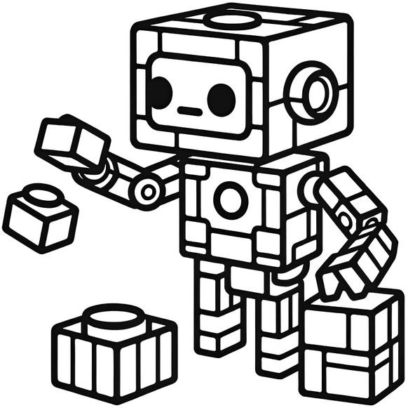 malvorlage-roboter-mit-bausteinen