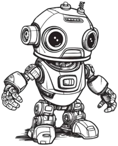 malvorlage-roboter-mit-grossen-augen-und-mechanischen-details