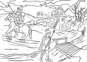 malvorlage-roemische-soldaten-in-landschaft