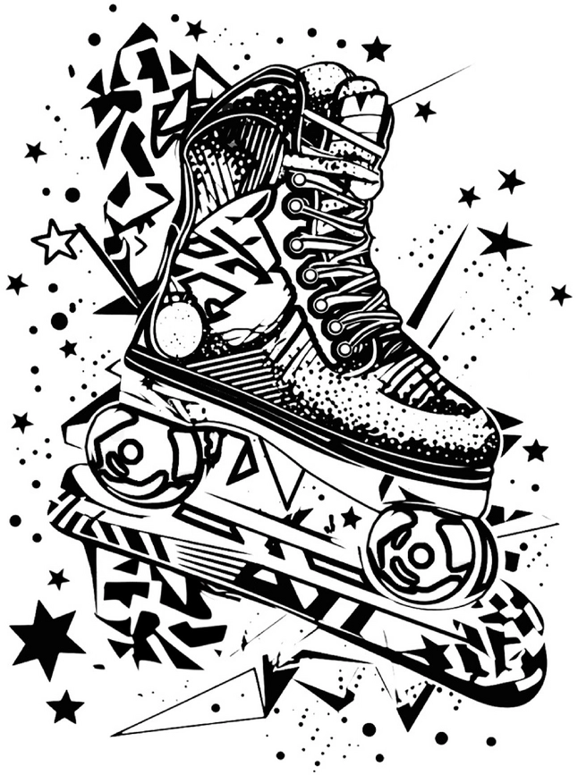 malvorlage-rollschuh-muster-freizeit