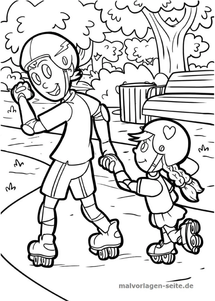 malvorlage-rollschuhlaufen-im-park