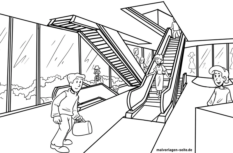 malvorlage-rolltreppe-menschen-architektur