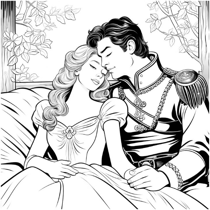malvorlage-romantisches-paar-in-maerchen-szene