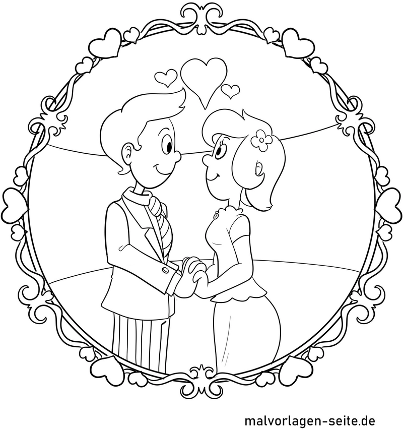 malvorlage-romantisches-paar-mit-herzen