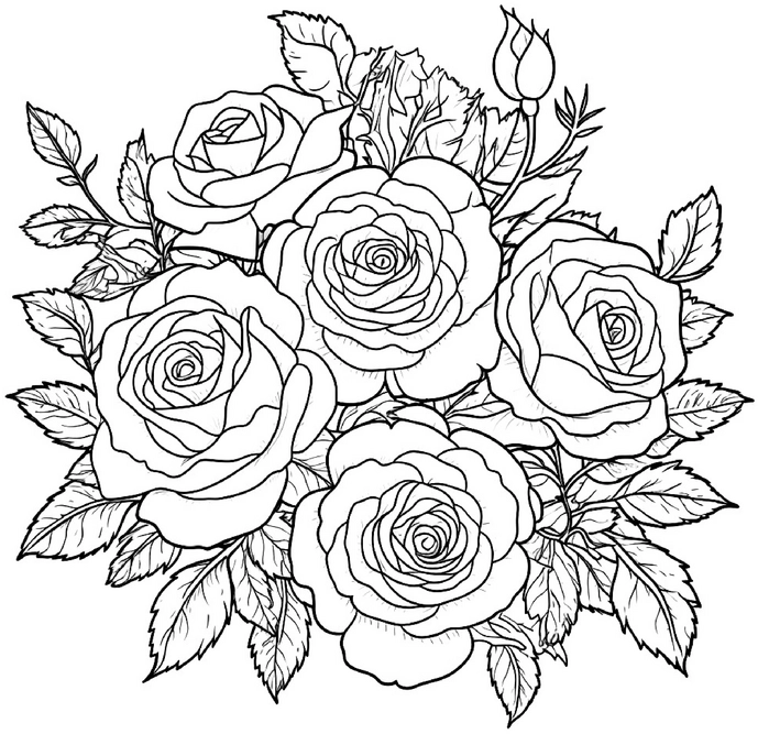 malvorlage-rosen-blumen-ausmalbild