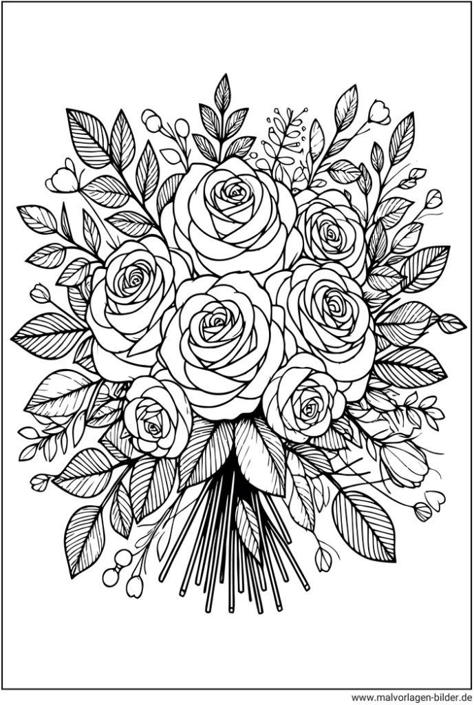 malvorlage-rosen-blumenstrauss-ausmalen