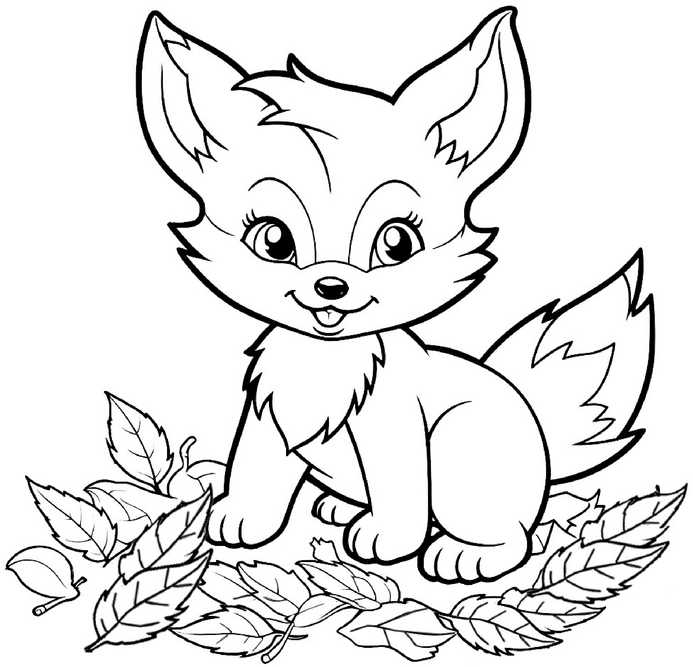 malvorlage-rotfuchs-im-bunten-blättermeer