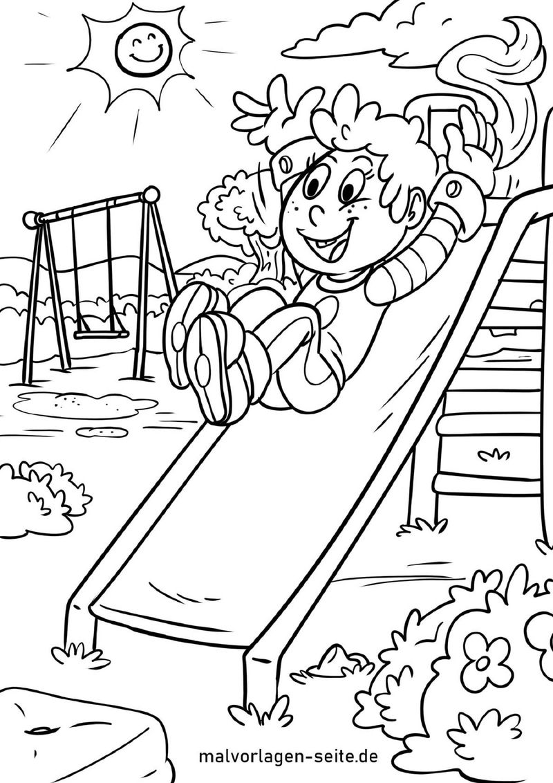 malvorlage-rutsche-im-spielplatz-kreativ-ausmalen