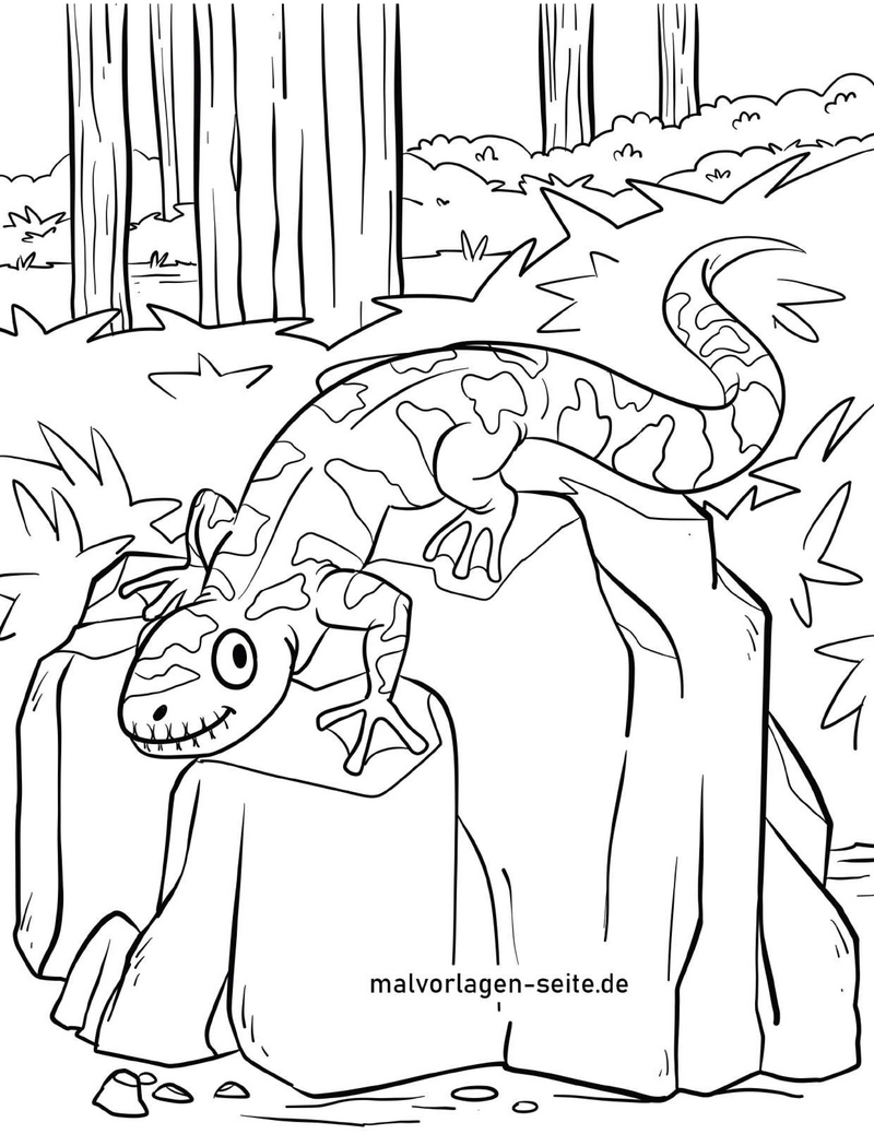 malvorlage-salamander-im-wald