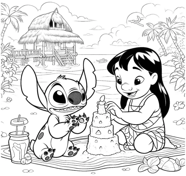 malvorlage-sandburg-fantasiewesen-kind