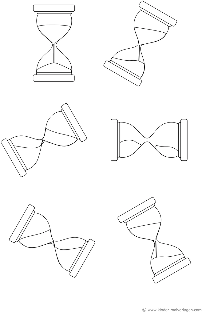 malvorlage-sanduhren-in-verschiedenen-perspektiven