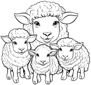 malvorlage-schaf-familie-mit-laemmern