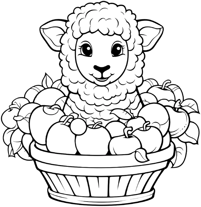 malvorlage-schaf-im-obstkorb