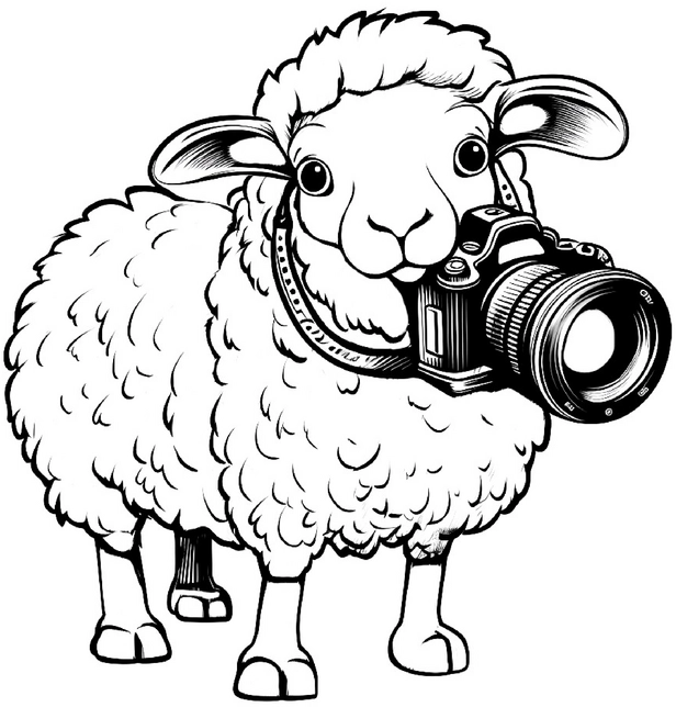 malvorlage-schaf-mit-kamera