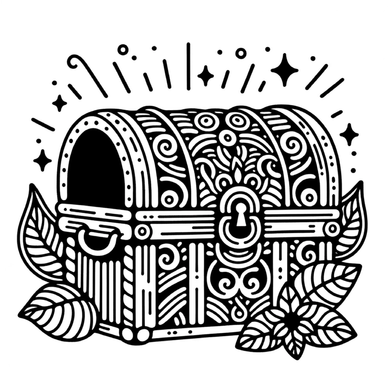 malvorlage-schatztruhe-mit-blaettern