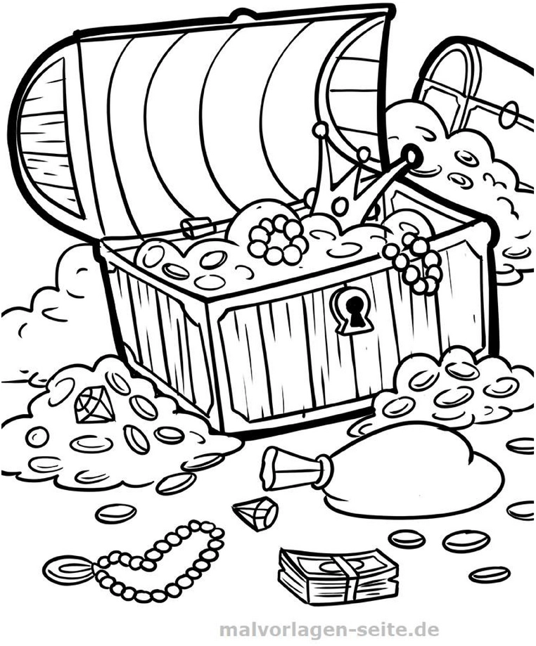 malvorlage-schatztruhe-mit-goldmuenzen-und-edelsteinen