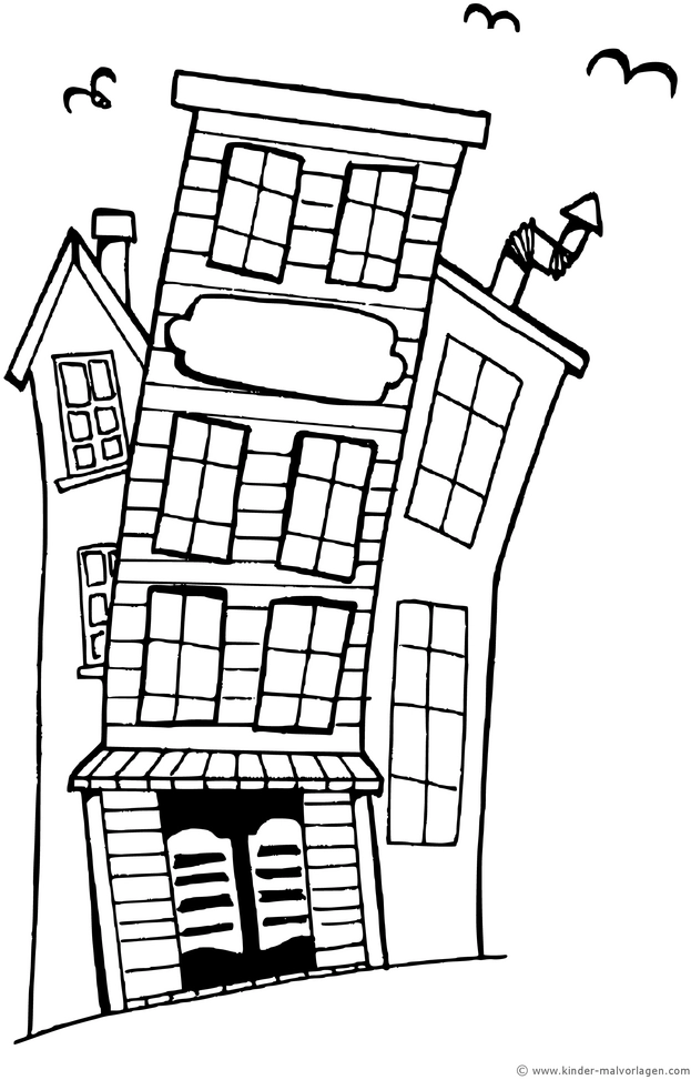 malvorlage-schiefe-haeuser-kreativ-ausmalen