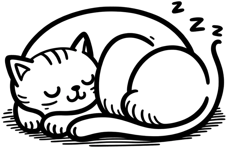 malvorlage-schlafende-katze-fuer-kinder