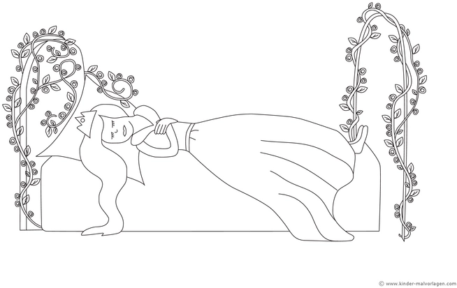 malvorlage-schlafende-prinzessin-mit-ranken
