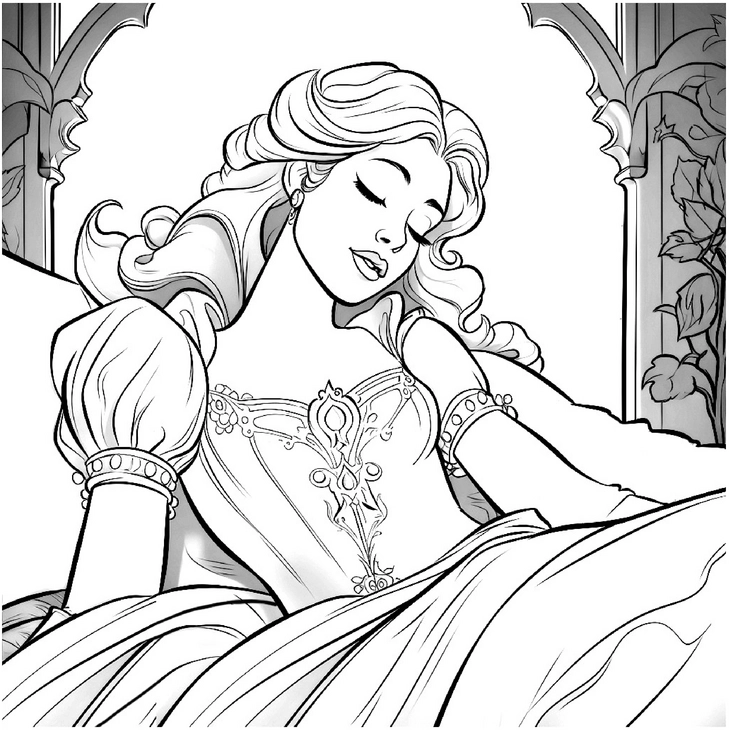malvorlage-schlafende-schoenheit-im-maerchen-design