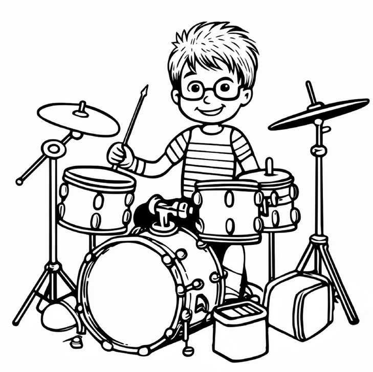 malvorlage-schlagzeug-kind-ausmalen
