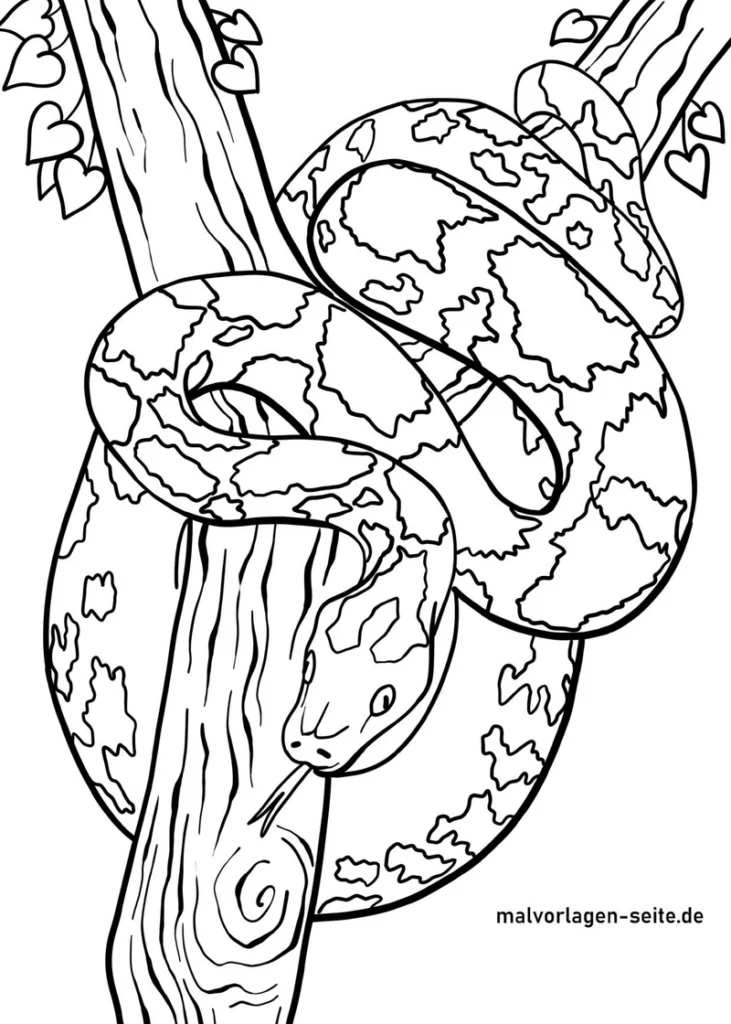 malvorlage-schlange-baumstamm-ausmalen