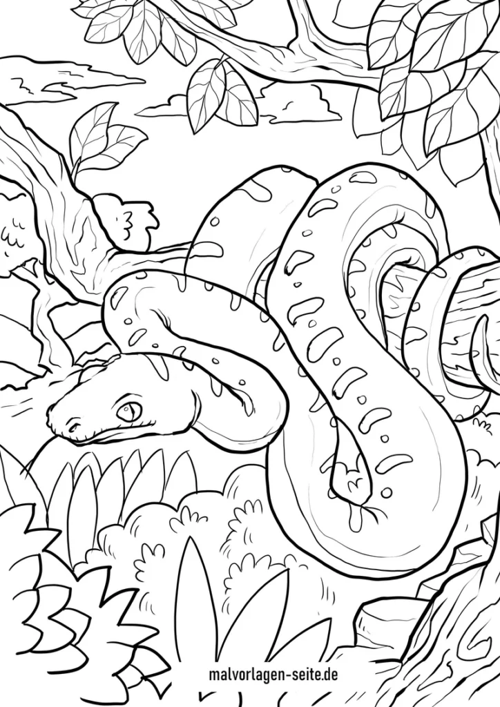 malvorlage-schlange-im-gruenen