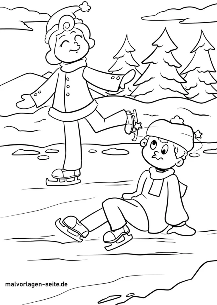 malvorlage-schlittschuhlaufen-kinder-winter