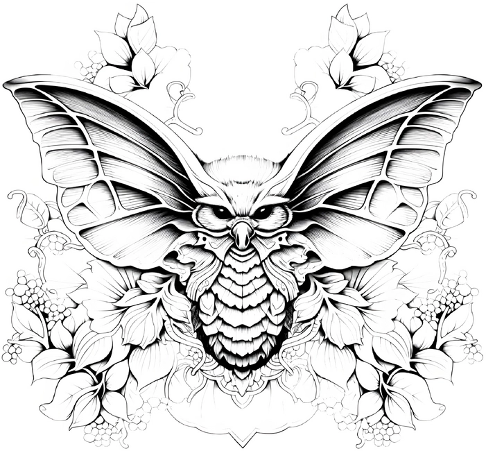 malvorlage-schmetterling-florale-elemente