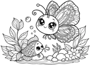 malvorlage-schmetterling-goldfisch-unterwasserwelt
