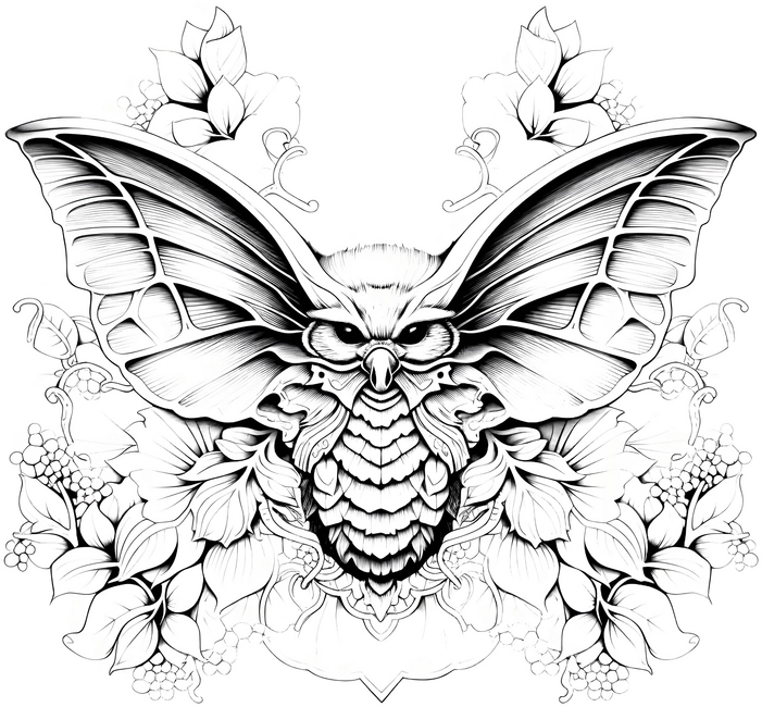 malvorlage-schmetterling-umgeben-von-pflanzen