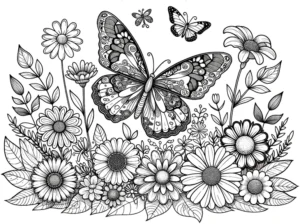 malvorlage-schmetterling-und-blumen-ausmalen