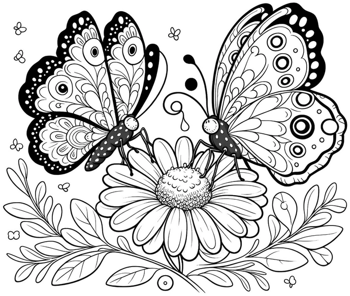 malvorlage-schmetterlinge-auf-blume