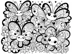 malvorlage-schmetterlinge-blumen-ausmalbild