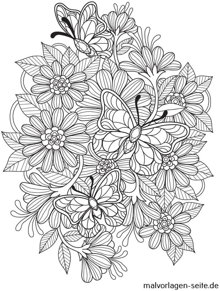 malvorlage-schmetterlinge-und-blumen-ausmalen