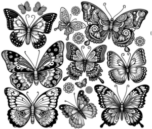 malvorlage-schmetterlinge-viele-formen