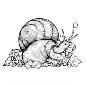 malvorlage-schnecke-blätter-beeren