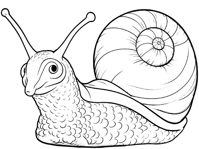malvorlage-schnecke-mit-spiralförmigem-gehaeuse