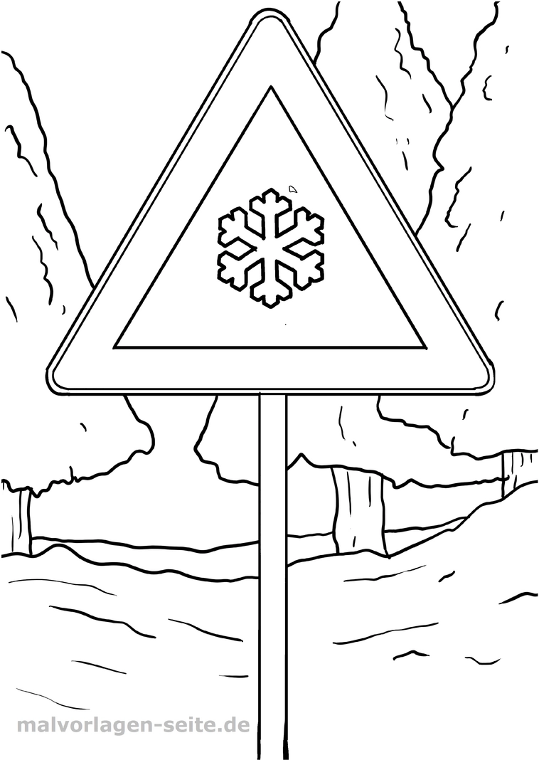 malvorlage-schneeflocken-verkehrsschild