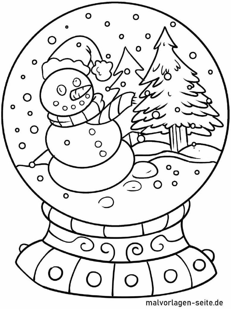 malvorlage-schneekugel-mit-schneemann-und-tannenbaum