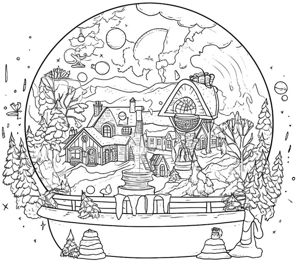 malvorlage-schneekugel-winterlandschaft-stars