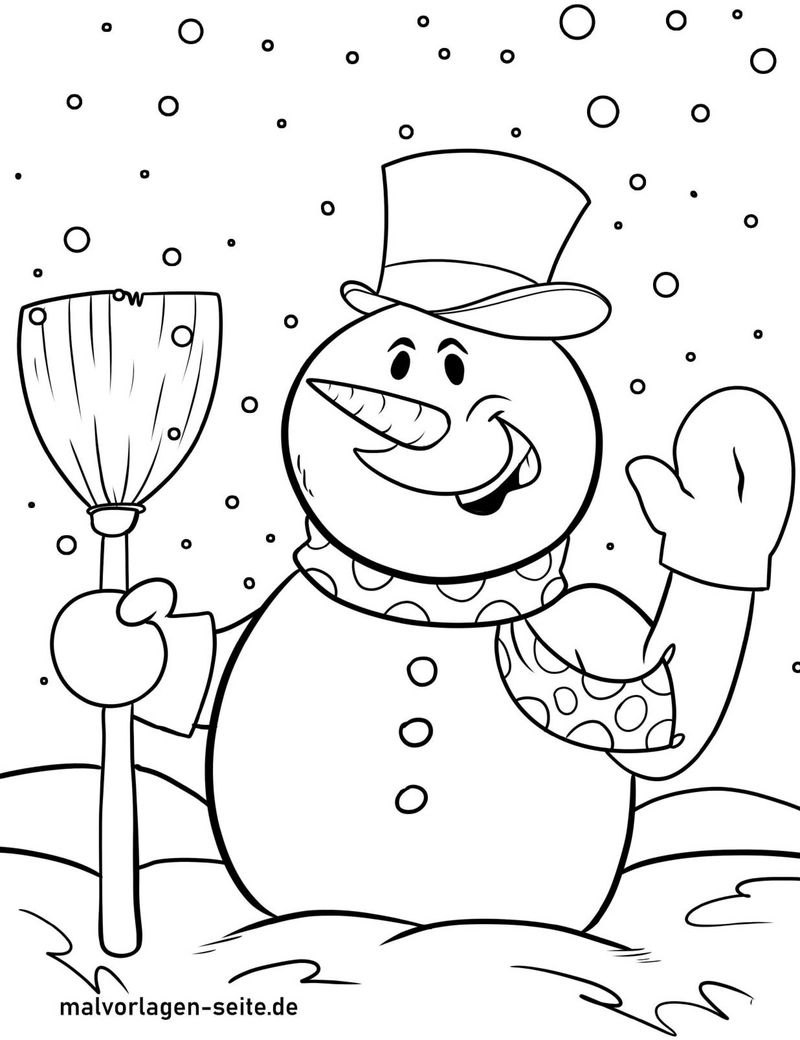 malvorlage-schneemann-im-winter-mit-besen